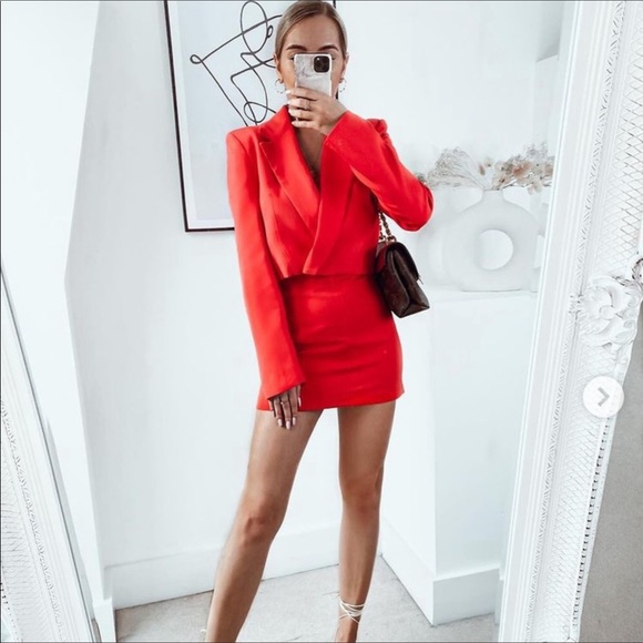 NWT Zara 2 Piece Linen Blend Cropped Blazer &Skirt - Picture 10 of 15